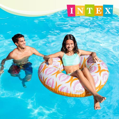 INTEX 永恆花紋帶扶手游泳圈直徑114cm 適用9歲+ 3款可選(56269)