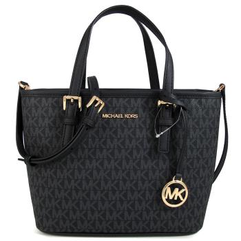 MICHAEL KORS 金字大圓標LOGO滿版兩用包(黑色)