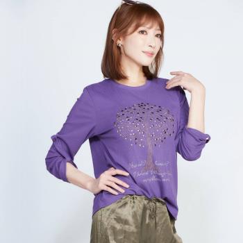 iima 高磅緹花棉絨織精品上衣(紫)