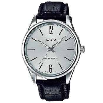 CASIO卡西歐 簡約數字大錶面男錶-黑/銀面x47mm MTP-V005L-7B