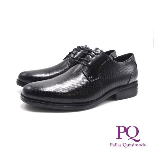  PQ(男)點壓光澤MD輕量型綁帶款上班皮鞋 男鞋-黑色