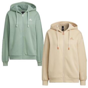 【下殺】Adidas 連帽外套 女裝 抓絨 口袋 寬鬆 棉 綠/奶茶【運動世界】IK9894/IK9893