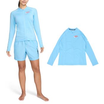 Nike 防曬外套 Hydroguard Swim 女款 藍 紅 防曬 速乾 長袖上衣 NESSE327-486