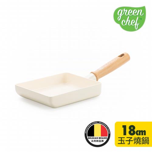 GreenChef 東京木紋系列 玉子燒鍋(奶油白) 不沾鍋/不挑爐具/IH爐適用