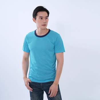 【遊遍天下】MIT台灣製男款透氣吸排抗UV速乾運動圓領衫GS2011水藍
