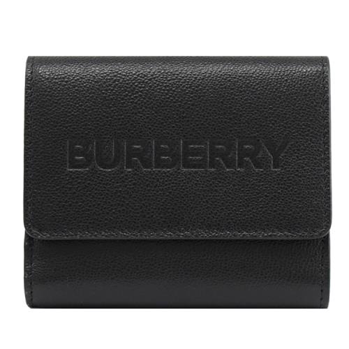 BURBERRY 8052827 LUNA 品牌LOGO壓紋釦式零錢短夾.黑