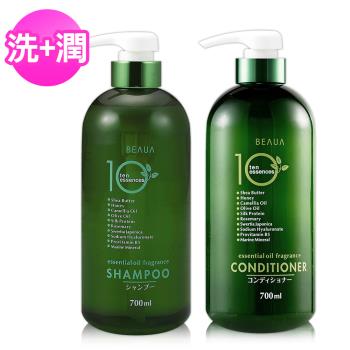 日本熊野10項精華滋養洗潤髮700ml x2瓶(洗髮/潤絲)