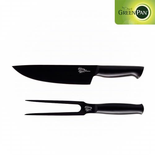 【GreenPan】Chop & Grill 不沾肉叉主廚刀兩件組 刀具/廚房配件