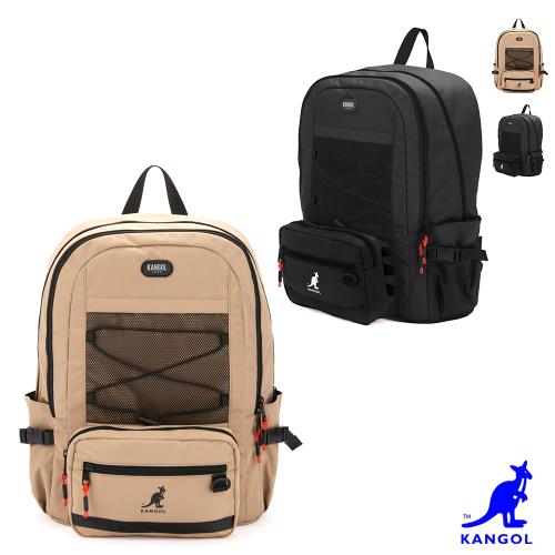 KANGOL - 買1送2英國袋鼠機能可放A4筆電子母腰包零錢包後背包-共2色