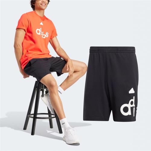 adidas 短褲 Graphic Print Shorts 男款 黑 白 純棉 抽繩 褲子 愛迪達 IP3801