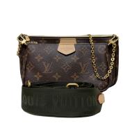 【Louis Vuitton】LV M44813 - Multi Pochette 經典帆布緹花肩帶 三合一麻將包 斜背包/肩背包 (綠色) 