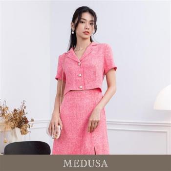 現貨【MEDUSA 曼度莎】小露肚桃粉色襯衫領洋裝（M-XL）｜小性感洋裝 襯衫洋裝