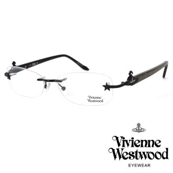 【Vivienne Westwood】經典土星設計無框光學眼鏡(亮黑 VW12203)