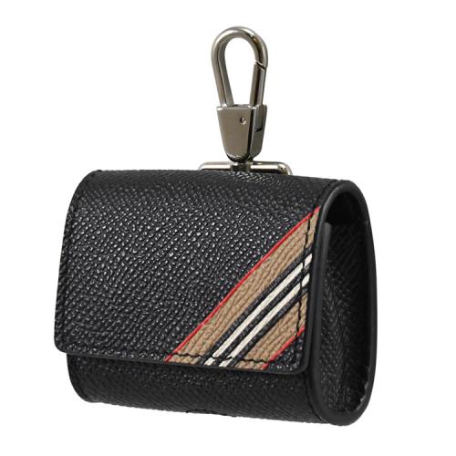 BURBERRY 8037469 AirPods 簡約品牌條紋耳機收納套.黑