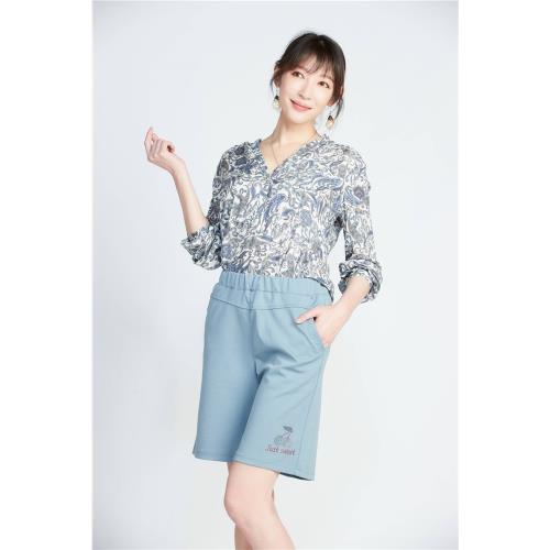 蘭陵珠光感晶鑽素色五分褲(型)