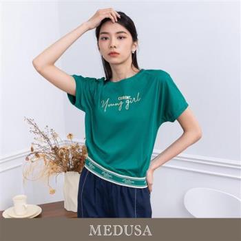 現貨【MEDUSA 曼度莎】young girl 綠色燙金字母T恤（M-XL）｜女休閒上衣 短袖上衣