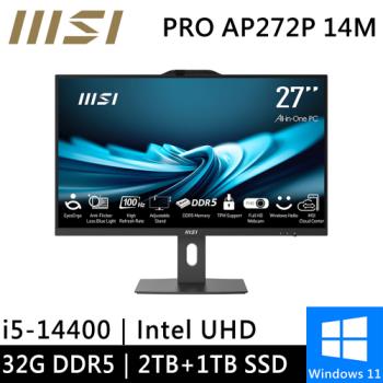 微星 PRO AP272P 14M-632TW-SP7 27型(i5-14400/32G DDR5/2TB PCIE+1TB SSD/W11)特仕版