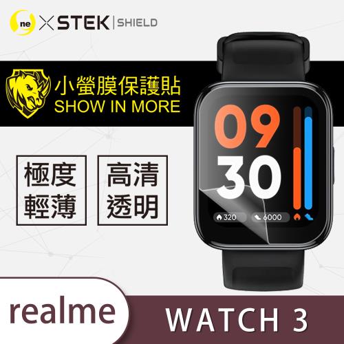 【O-ONE】realme Watch 3『小螢膜』滿版全膠螢幕保護貼超跑包膜頂級原料犀牛皮(一組兩入)