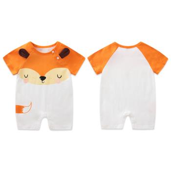 Colorland-棉質短袖包屁衣 寶寶連身衣 狐狸款嬰兒服