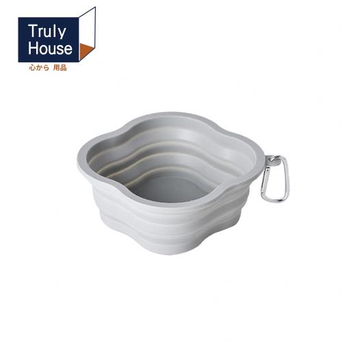 Truly House 四葉草馬卡龍寵物折疊碗 500cc 矽膠摺疊碗 多功能寵物折疊碗 矽膠碗 附掛扣(三色任選)