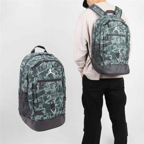Nike 後背包 Jordan Backpack 綠 黑 15吋 多夾層 雙肩包 肩背包 背包 JD2423003AD-001
