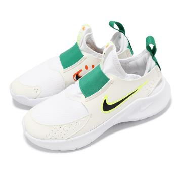 Nike 慢跑鞋 Flex Runner 3 GS 大童 女鞋 白 綠 襪套 輕量 運動鞋 HF5745-101