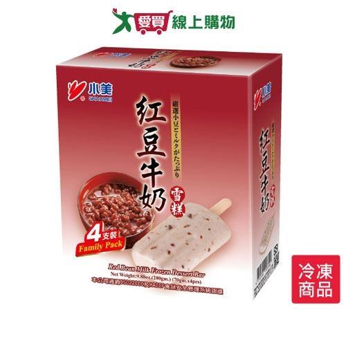 小美紅豆牛奶雪糕70GX4入/盒【愛買冷凍】