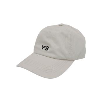 Y-3 品牌刺繡黑logo棉布棒球帽(白)