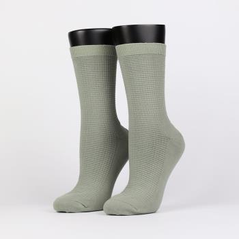 【FOOTER除臭襪】華夫格微分子襪高筒襪-女款(T75M-灰綠)