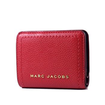 MARC JACOBS 荔枝紋牛皮對開釦式短夾-紅色