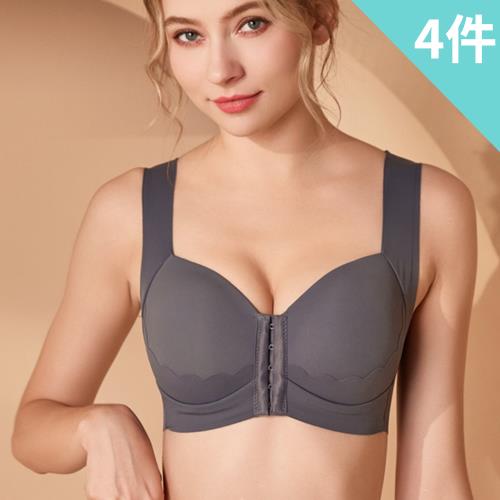 ★回購熱賣★【silknny 桑柏妮】4件組 ☆ 全胸型高包覆前扣無鋼圈內衣/性感內衣/女內著/無痕內衣(隨機)