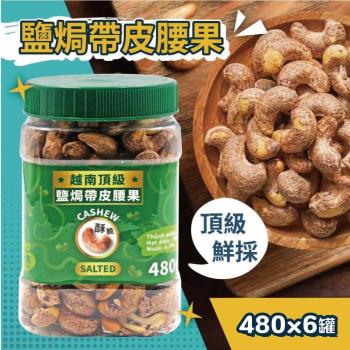 【VIETNAM CASHEW】頂級鹽酥帶皮腰果6罐組(480g*6罐)