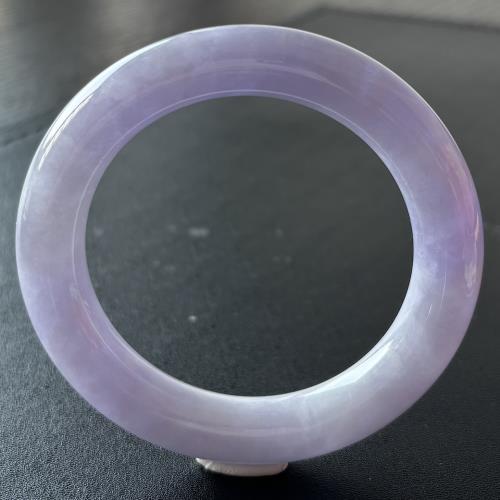 【森茂珠寶】天然翡翠A貨 冰透水潤粉紫圓骨鐲