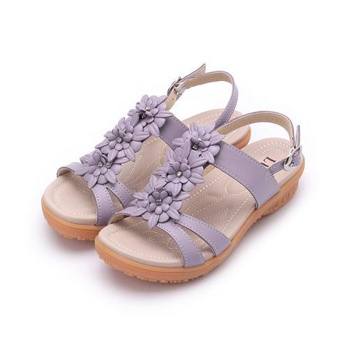 LUZZI 三鑽花英文底牛皮涼鞋 淺紫 女鞋 鞋全家福