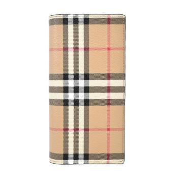 BURBERRY Vintage check 經典格紋對開長夾(卡其)