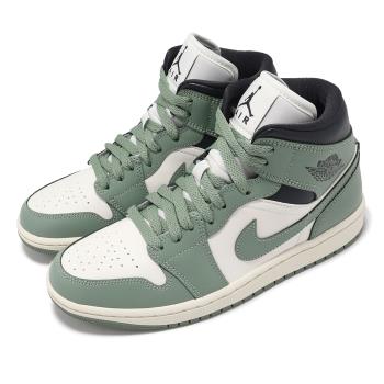 Nike 休閒鞋 Wmns Air Jordan 1 Mid 女鞋 男鞋 苔綠 黑 AJ1 中筒 BQ6472-130