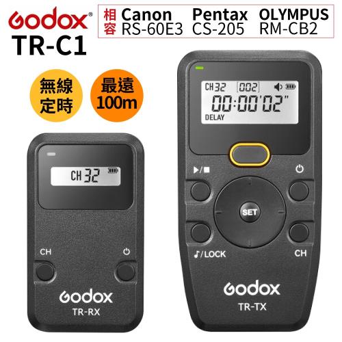 Godox神牛Canon副廠無線定時快門線遙控器TR-C1(相容佳能原廠RS-60E3;亦適Pentax CS-205/Samsung)