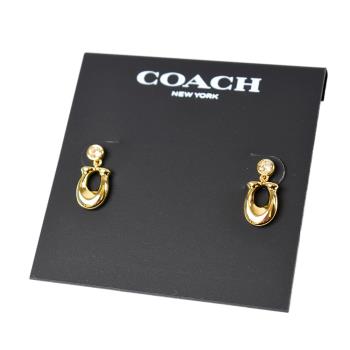 COACH 專櫃款 C字鋯石針式耳環-金色