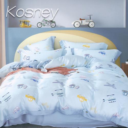 KOSNEY   汽車總動員 雙人60支天絲四件式兩用被床包組