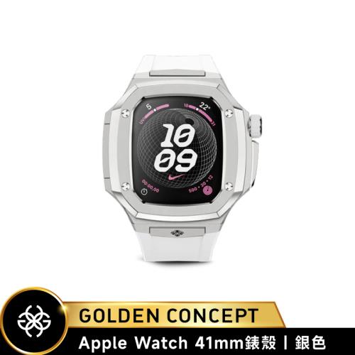 【Golden Concept】Apple Watch 41mm錶殼 銀錶框 白橡膠錶帶 WC-SPIII41-SL