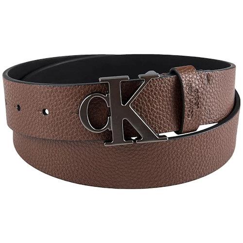 CK 2024男時尚CK經典Logo標扣咖啡色皮帶(預購)