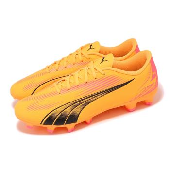 Puma 足球鞋 Ultra Play FG/AG 男鞋 橘黃 粉 包覆 抓地 短草皮 運動鞋 10776303