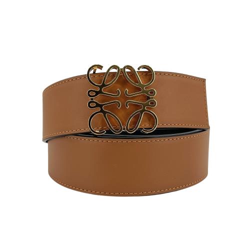 Loewe Anagram 金logo小牛皮雙面皮帶/腰帶-4cm(咖)