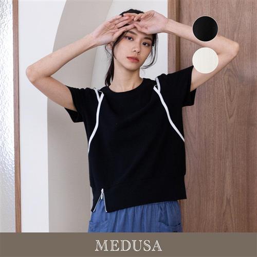 現貨【MEDUSA 曼度莎】肩鏤空棉質滾邊上衣 - 2色（M-XL）｜女休閒上衣 短袖上衣