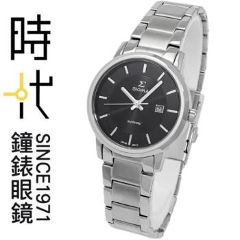 【SIGMA】1122L-01 簡約時尚 日期顯示 藍寶石鏡面 鋼錶帶女錶 灰 30mm 平價實惠 台南 時代鐘錶
