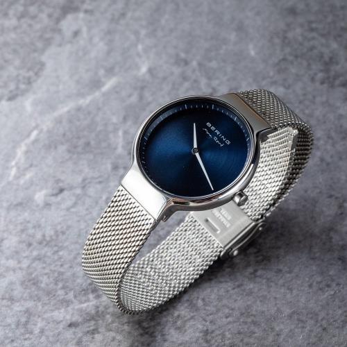 BERING 丹麥國寶 MAX RENE設計師聯名限量時尚錶款/31mm-銀+藍-15531-004藍