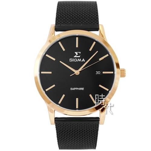 【台南 時代鐘錶 SIGMA】簡約時尚 藍寶石鏡面簡約俐落男錶 1737M-BR 黑鋼 41mm 平價實惠好選擇