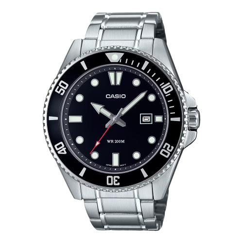 【CASIO 卡西歐】運動潛水錶 經典黑 不鏽鋼錶帶 防水200米 旋入式背蓋 MDV-107D (MDV-107D-1A1)