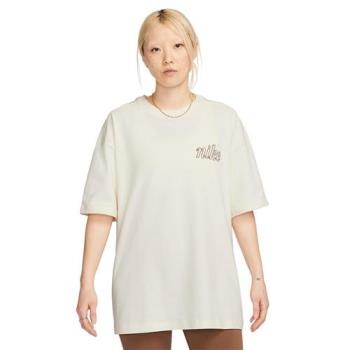 Nike 短袖上衣 女裝 寬鬆 純棉 刺繡 米白【運動世界】FQ6010-110