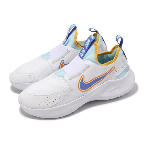 Nike 慢跑鞋 Flex Runner 3 GS 大童 女鞋 白 藍 襪套式 輕量 抓地 運動鞋 HJ3495-141